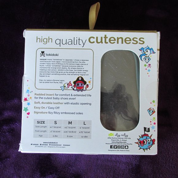 Tokidoki Itzy Ritzy Salaryman Blue Leather Baby Moccasins Size 6-12 Months - Picture 5 of 10